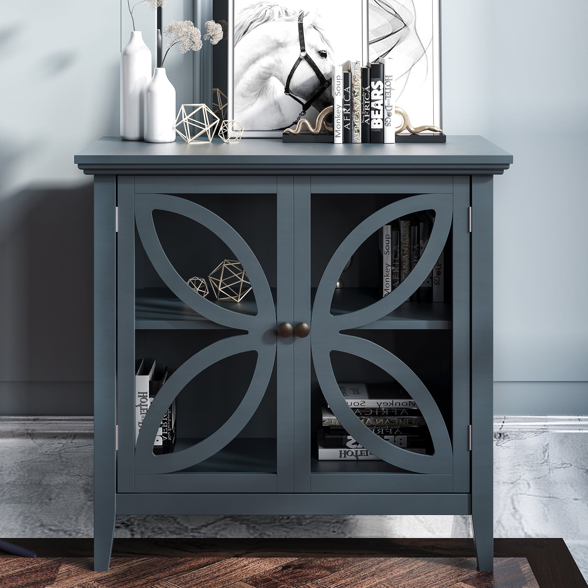 Accent Storage Wooden with Decorative transparent Door