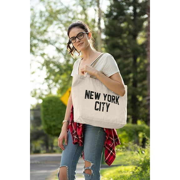 NYC Tote Jumbo Shoulder Bag Distressed Design Distressed