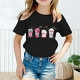 thumbnail image 2 of MUXiin Girls Short Sleeve T-Shirt Summer Tops for Kids Lovely Print Crewneck Graphic Tees,Black 10-12 Years, 2 of 6