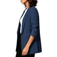 thumbnail image 6 of Sahpxhe Womens Blazer Open Front Ruched 3/4 Sleeve Shawl Collar Blazer Casual Business Long Suit Jacket with Lining Navy XXXL, 6 of 8