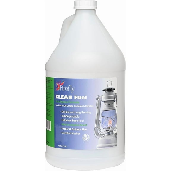 Firefly Fuel  Eucalyptus Clean Fuel Lamp Oil, Smokeless & Virtually Odorless, Longer Burning, 1 Gallon