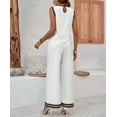 thumbnail image 4 of Womens 2 Piece Outfits Linen Sets Sleeveless Button Vest Wide Leg Pants Matching Lounge Set White S, 4 of 7