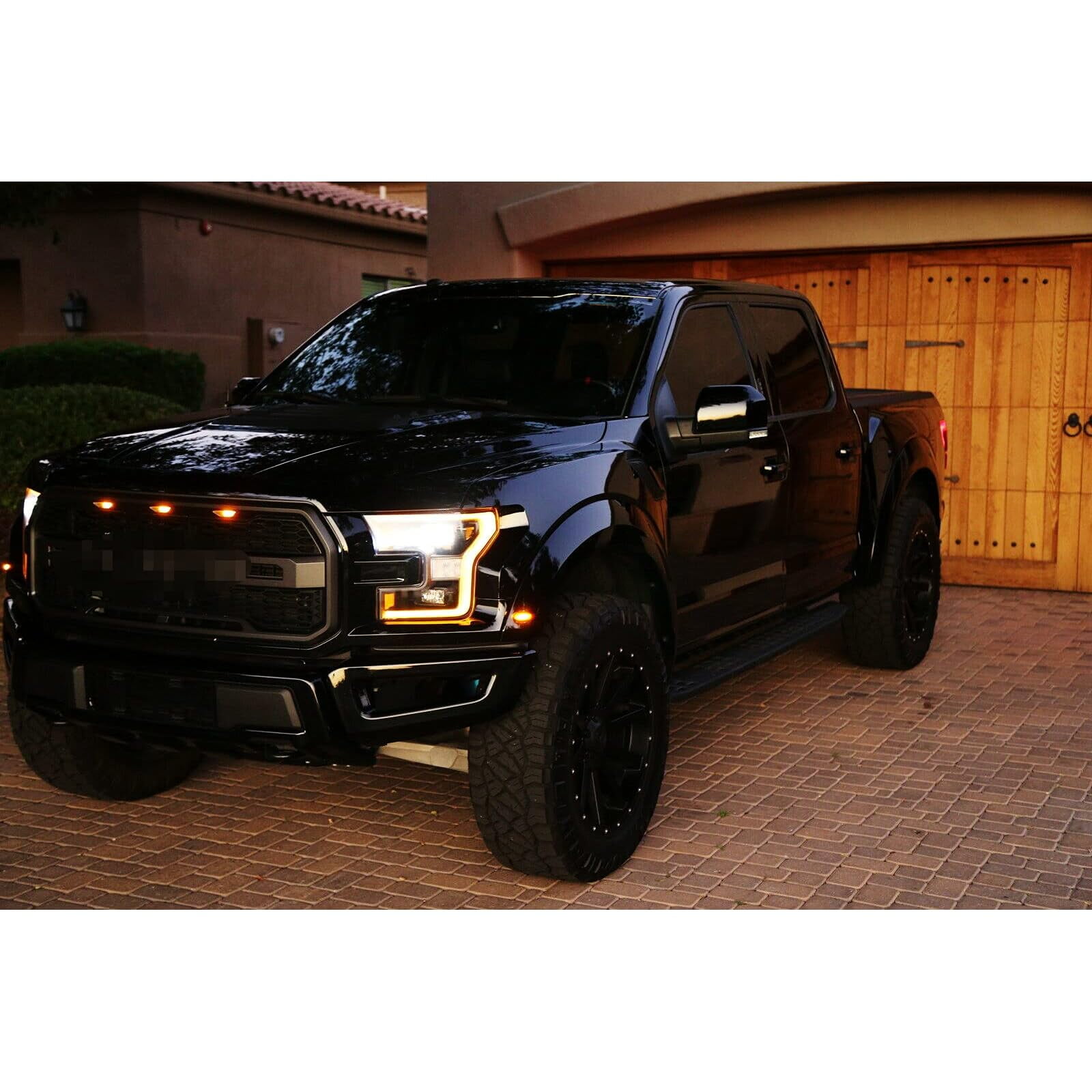 JDMTECH Smoked Lens Amber LED Sidemarker Lights For 2017-2020 Ford F-150 Raptor - Black Housing-1288798