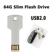 64G Metal Key Shape USB 2.0 Flash Drive for Key TOPESEL Thumb Drive Pen Drive Silver