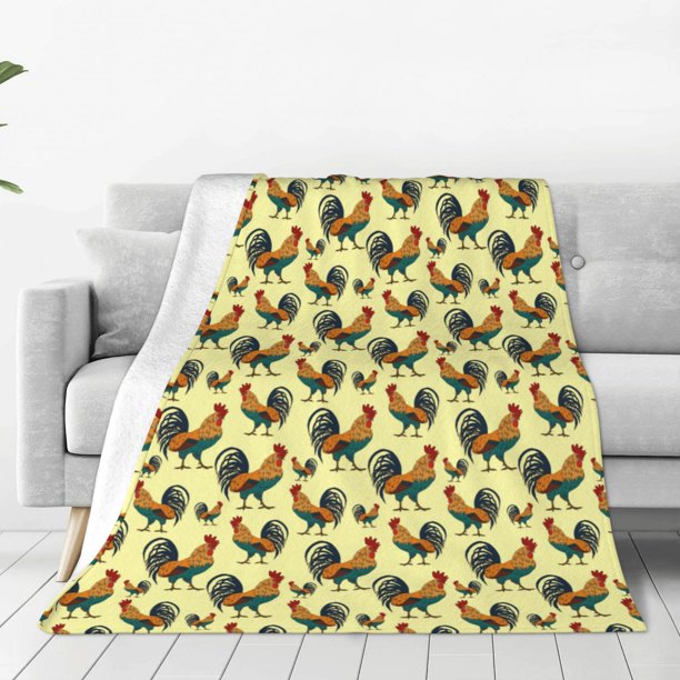 Balery Roosters In Farm Manta de Felpa Suave y Acogedora – Cobija de Franela Aterciopelada para Cama, Lavable y Cálida para Sofá, Mascotas, Transpirable-50"x40"