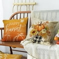 thumbnail image 4 of Hello Fall Pumpkin Decorative Throw Pillow Covers 18x18 Set of 4, Autumn Harvest Maple Leaves Sunflower Porch Patio Outdoor Pillowcase, Farmhouse Thanksgiving Orange Cushion Case Home Decor, 4 of 5