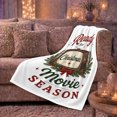 thumbnail image 6 of Ready for Christmas movie season retro TV pine berries white Flannel Blanket for living room family room Christmas Home Decor vintage cinema night Gift for families, 6 of 9