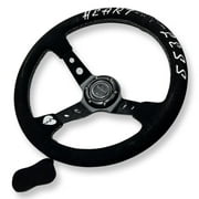 3"DEEP DISH 6-BOLT STEERING WHEEL BLACK SUEDE FOR Dodge GM Buick Chevy Vehicles