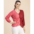 thumbnail image 2 of Moomaya 3/4 Sleeve V Neck Solid Georgette Top - Women's Elegant Georgette Top, 2 of 9