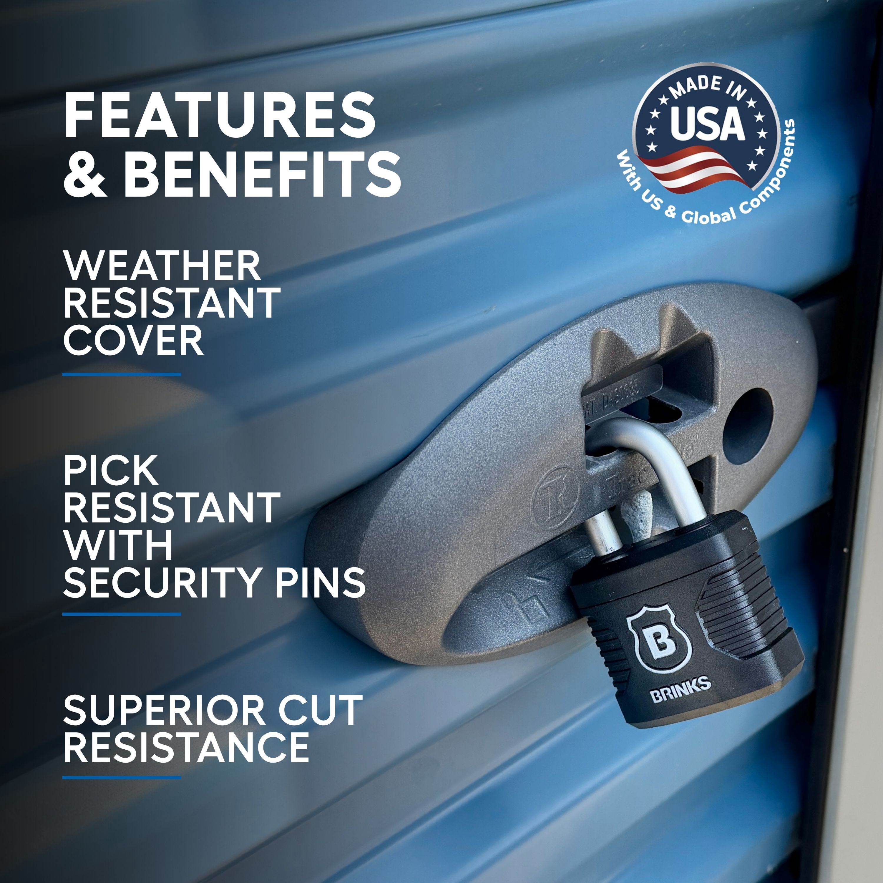 (2 pack) Brinks 1-3/4 in. (44mm) Weather-Resistant Laminated Steel Keyed Padlock with 1-1/8 in. (29mm) Boron Shackle