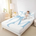 thumbnail image 3 of Erosebridal Blue Bowknot Queen Sheet Sets for Girls, Monogrammed M Bed Set, 4pcs, 1 Flat Sheet, 1 Fitted Sheet and 2 Pillowcases, 3 of 5