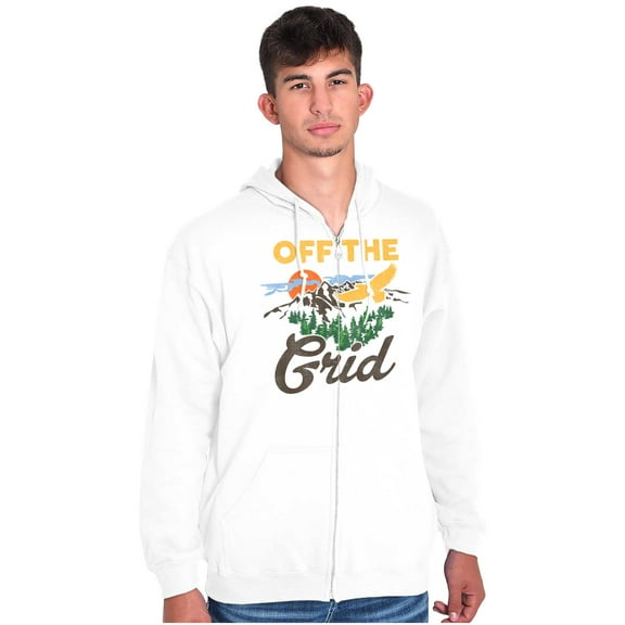 Off Grid Camping Relax Unwind Nature Zip Up Hoodie Men's Women's Brisco Brands S