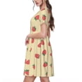 thumbnail image 2 of Easygdp Strawberries para Vestido Transpirable de Mujer, Vestido Suelto de Manga Corta con Pliegues y Bolsillos para el Verano, 2 of 6