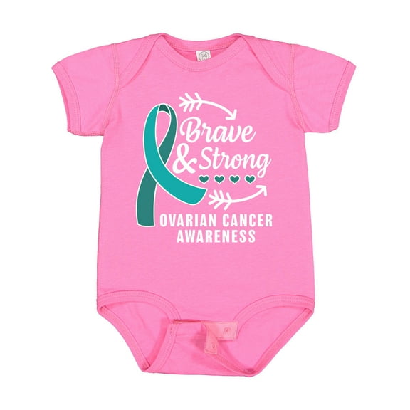 Inktastic Ovarian Cancer Awareness Brave and Strong with Arrows Boys or Girls Baby Bodysuit