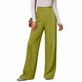 thumbnail image 4 of Wide Leg Dress Pants for Women Pull On Stretchy Work Pants High Waisted Business Casual Trousers Slacks with Pockets Army Green XL, 4 of 5