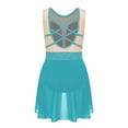 thumbnail image 3 of Hansber Kids Girls Sleeveless Patchwork Lyrical Dress Gymnastics Leotard Skirted Sparkle Modern Dance Costume Blue Green 6, 3 of 6