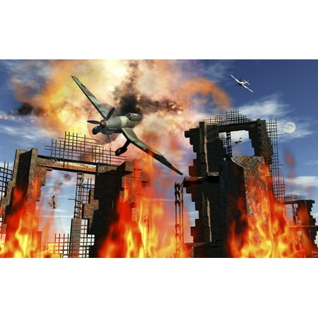 - A German Ju 87 Stuka dive bomber is shot down during World War II Poster Print by Mark StevensonStocktrek Images