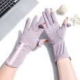 thumbnail image 2 of Summer Sunscreen Gloves Women Thin Ice Silk Anti-ultraviolet Dew Finger Touch Screen Driving Riding Non-slip Breathable Gloves, 2 of 18