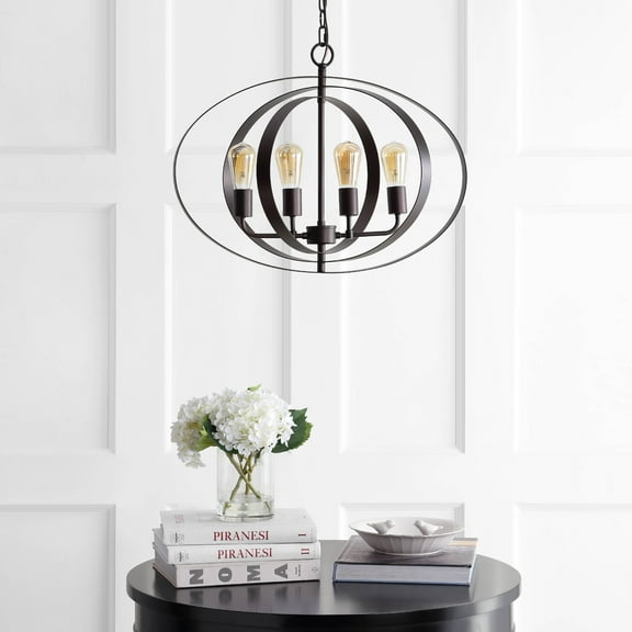 Safavieh Killian 4-Light Solid Circles and Ovals Pendant, Dark Grey