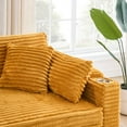 thumbnail image 3 of 80" Orange Corduroy Expandable Sofa Bed, Multifunctional Sleeper Couch with Cup Holder, Convertible Sectional Sofa for Living Room, Apartment, Bedroom, 3 of 9