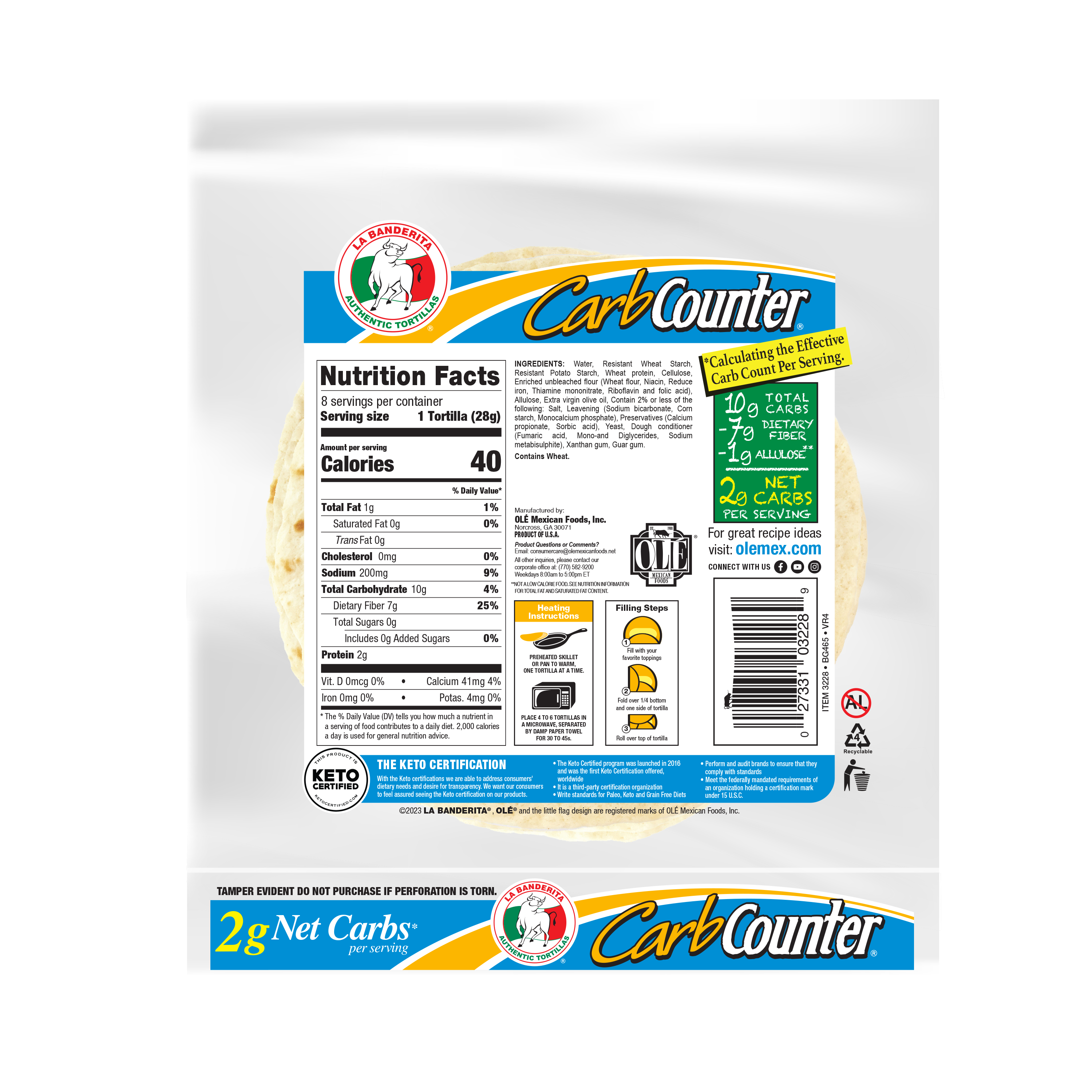 La Banderita Carb Counter Snack Size Flour Tortillas 8 Count Bag - image 2 of 9