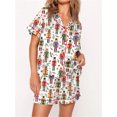thumbnail image 1 of Conjunto de pijama navideño para mujer 2024, camisa de manga corta con botones y pantalones cortos con estampado de cascanueces, ropa de dormir de 2 piezas para estar en casa, 1 of 5