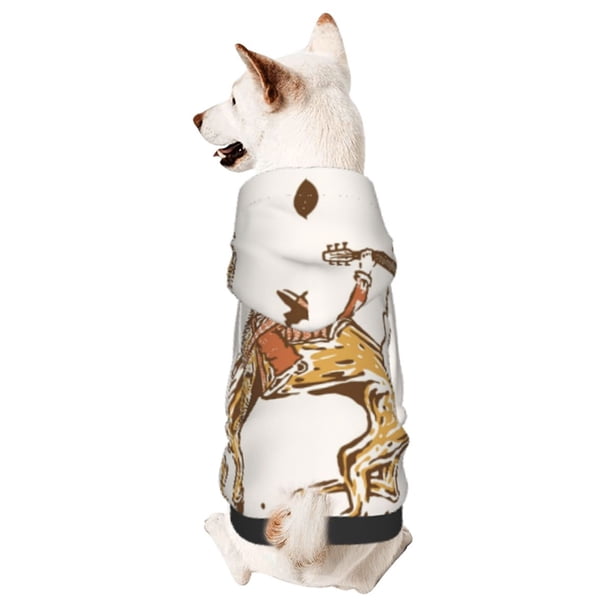 Fotbe Cowboy Rodeo Guitar Sudadera con Estampado para Perros Pequeños – Suéter con Capucha para Mascotas, Tela Suave de Forro Polar con Bolsillo-Medium