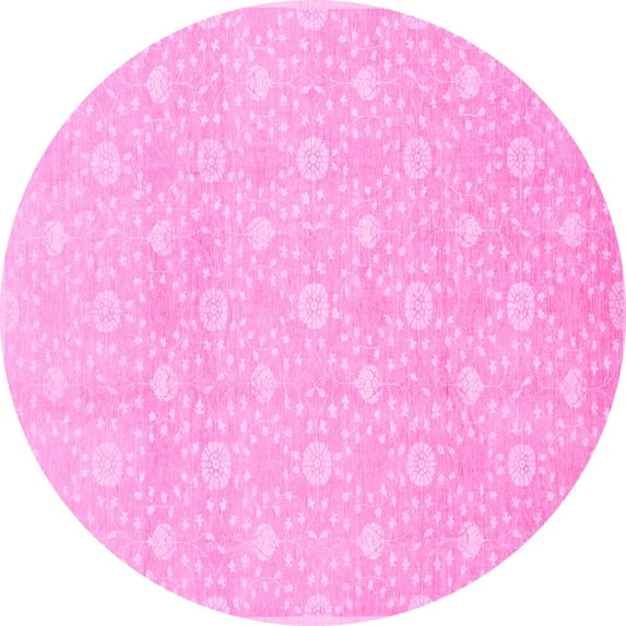Ahgly Company Indoor Round Oriental Pink Traditional Area Rugs, 5' Round
