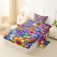 thumbnail image 2 of Homewish Dreamy Bohemian Flowers Twin Sheets,Vintage Boho Print Bedding,Multicolor,3 Pieces,1 Fitted Sheet and 1 Pillowcase, 2 of 6
