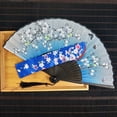 thumbnail image 4 of Fans plegables de mano con un manguito de tela for protección for regalos Estilo retro vintage japonés chino, 4 of 7