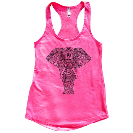 Womens Animal Yoga Flowy Tank Top “Sacred Geometry Elephant” - Funny Threadz Large, Hot