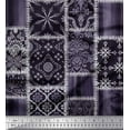 thumbnail image 1 of Soimoi Japan Crepe Satin Fabric Paisley,Mandala & Quatrefoil Patchwork Print Fabric by Yard 42 Inch Wide, 1 of 1