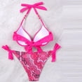 thumbnail image 4 of Traje de Baño de Tres Piezas para las Mujeres de Moda Casual Corbata Sexy Cintura Alta Cristal Beach Bikini Set, Poliéster, 4 of 9