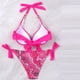 thumbnail image 4 of Traje de Baño de Tres Piezas para las Mujeres de Moda Casual Corbata Sexy Cintura Alta Cristal Beach Bikini Set, Poliéster, 4 of 9