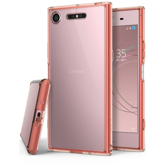 Ringke Fusion Case Compatible with Sony Xperia XZ1, Transparent PC Back TPU Bumper Drop Protection Phone Cover - Rose Gold