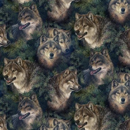 David Textiles Larry Fanning "Wolves" Fabric by the Yard, 44"W
