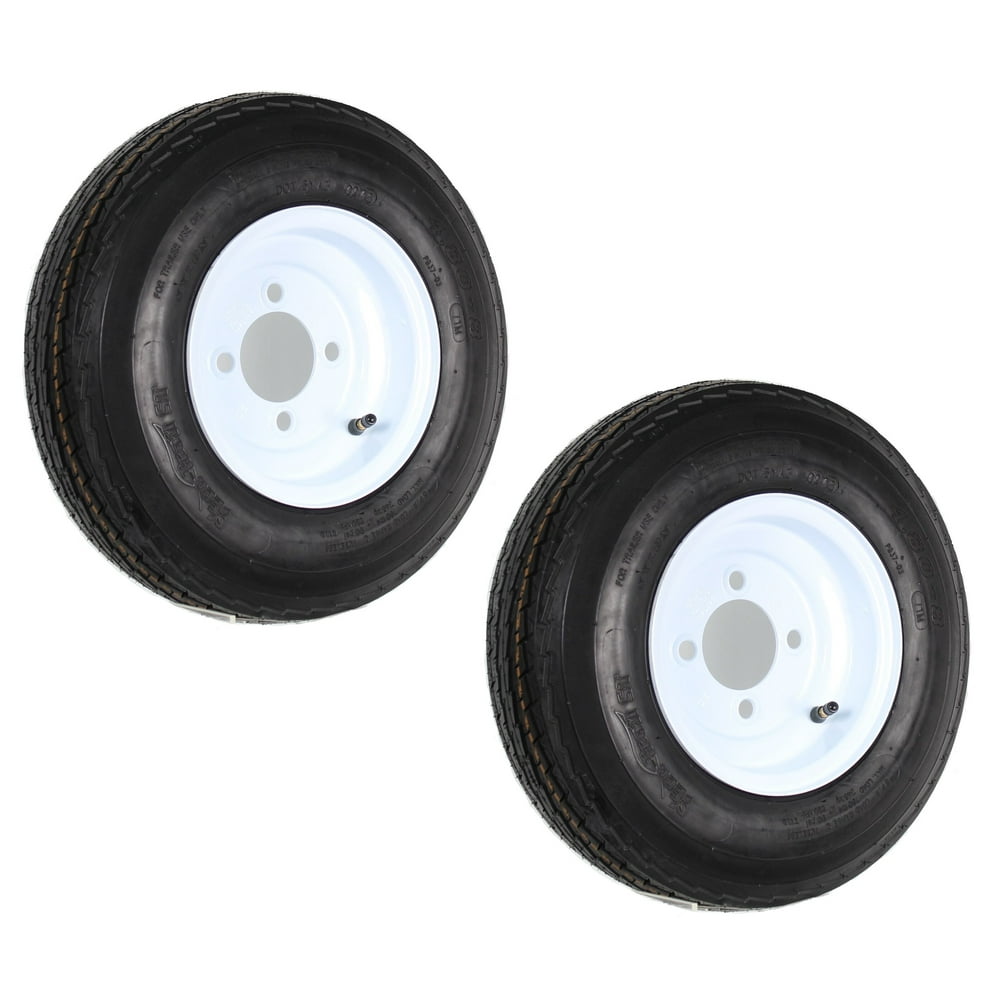 Two Trailer Tires & Rims 4.808 4808 4.80 X 8 8" B 4 Lug Hole Bolt