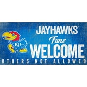 Kansas Jayhawks Wood Sign Fans Welcome 12x6