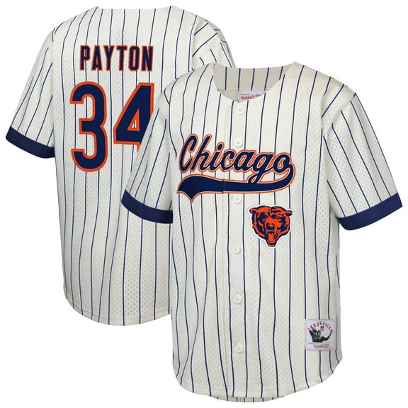 Youth Mitchell & Ness Walter Payton Cream Chicago Bears Retired Player Name & Number Baseball Jersey
