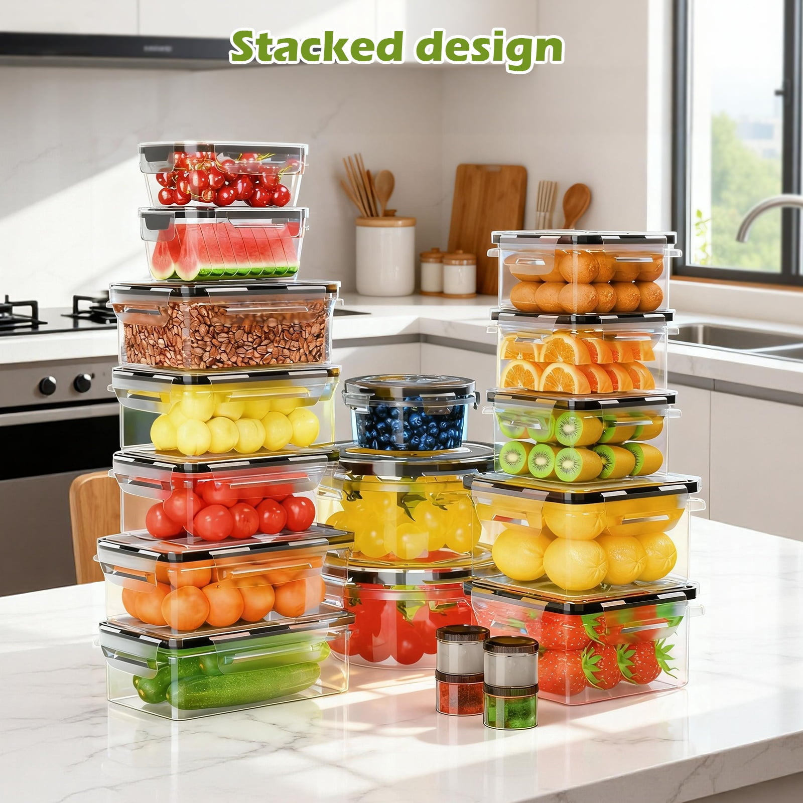 Food Storage Containers with Lids, 52 Piece Leak Proof Clear Plastic Food Container for Food, BPA-Free, Food Meal Storage Set, Meal Prep Container Stackable Containers, PP+Silicone