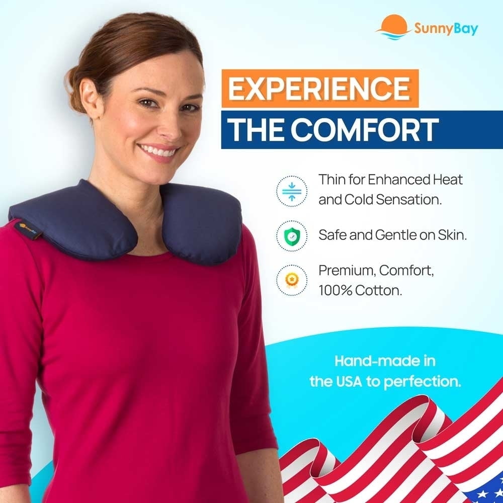 Sunnybay Moist Heat Therapy Microwave Heating Pad, Unscented Neck Pillow with Washable Cotton Cover, Blue