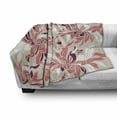 thumbnail image 3 of Floral Soft Flannel Fleece Throw Blanket, Swirled Florets in Pastel Tones Romantic Shabby Form Fragrance Pattern, Cozy Plush for Indoor and Outdoor Use, 60" x 80", Beige Coral Maroon, by Ambesonne, 3 of 6
