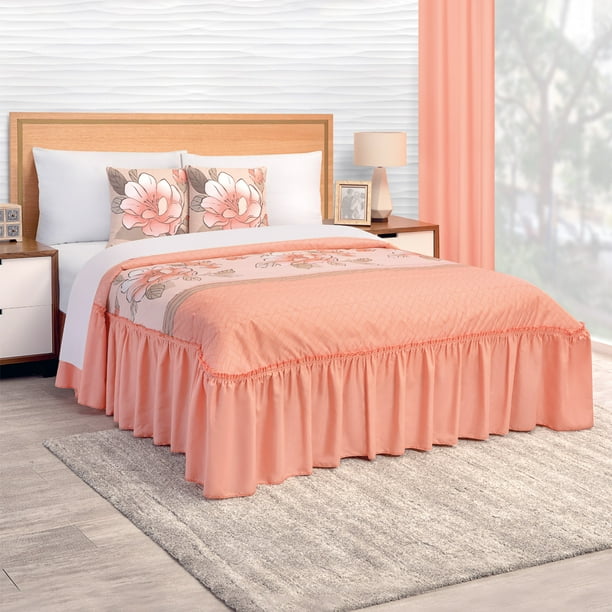 Colcha Con Cojines King Size Salmón Flora Bodega Aurrera en línea