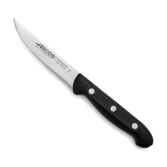 ARCOS Vegatable Knife 4 Inch Stainless Steel. Professional Kitchen Knife for Peeling Fruits and Vegetables. Ergonomic Polyoxymethylene Black Handle