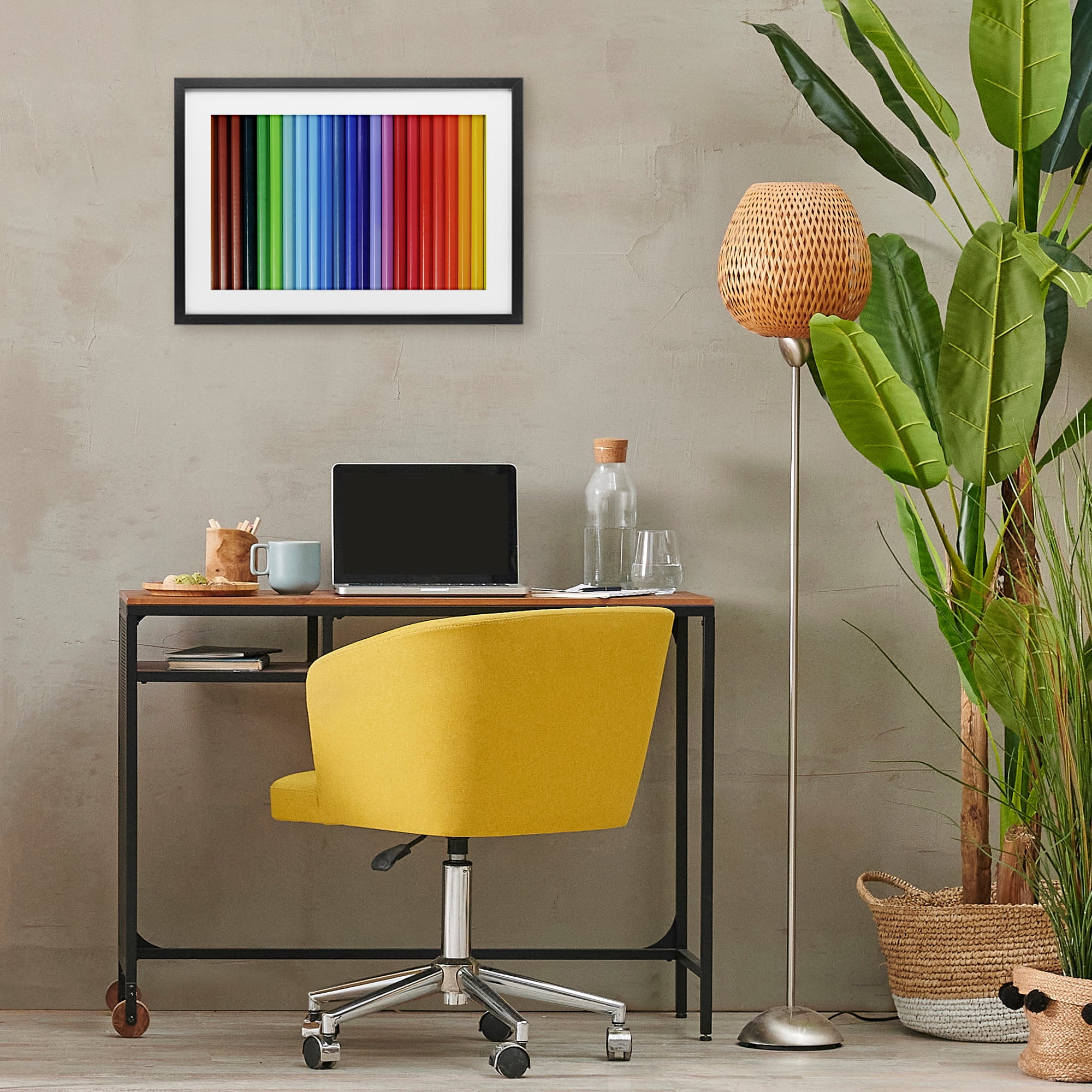 Stupell Industries Colored Pencil Lineup Black Framed Print Under Glass, design by Tom Quartermaine