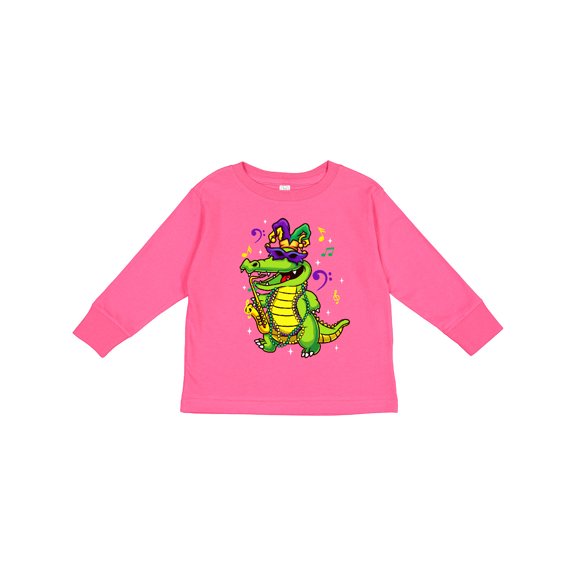 Inktastic Mardi Gras Party Alligator Boys or Girls Long Sleeve Toddler T-Shirt