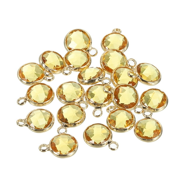 Unique Bargains Crystal Birthstone Charm, November Pendants Drop Bead Yellow, for Jewelry Making, 20 Pack