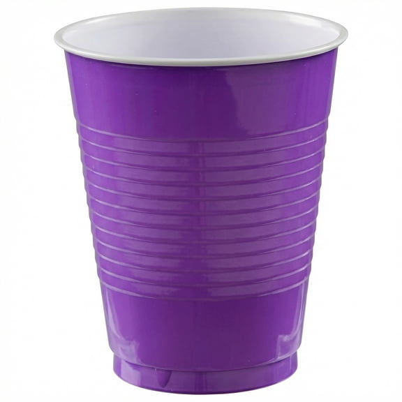 Amscan Purple Plastic Party Cups, 18 oz, 40 Count
