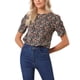 thumbnail image 4 of BLUSA Floral de Cuello Redondo con Mangas Cortas Fruncidas para Mujeres INSPIRE CHIC XL Negro Rojo, 4 of 7