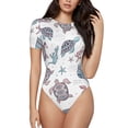 thumbnail image 2 of Goofa Tribal Style Turtle Printed Women Rash Guard Short Sleeve,Tummy control Swimsuit Surfing Swimsuit Bathing Suit One Piece Swimsuit UPF 50-X-Large, 2 of 9